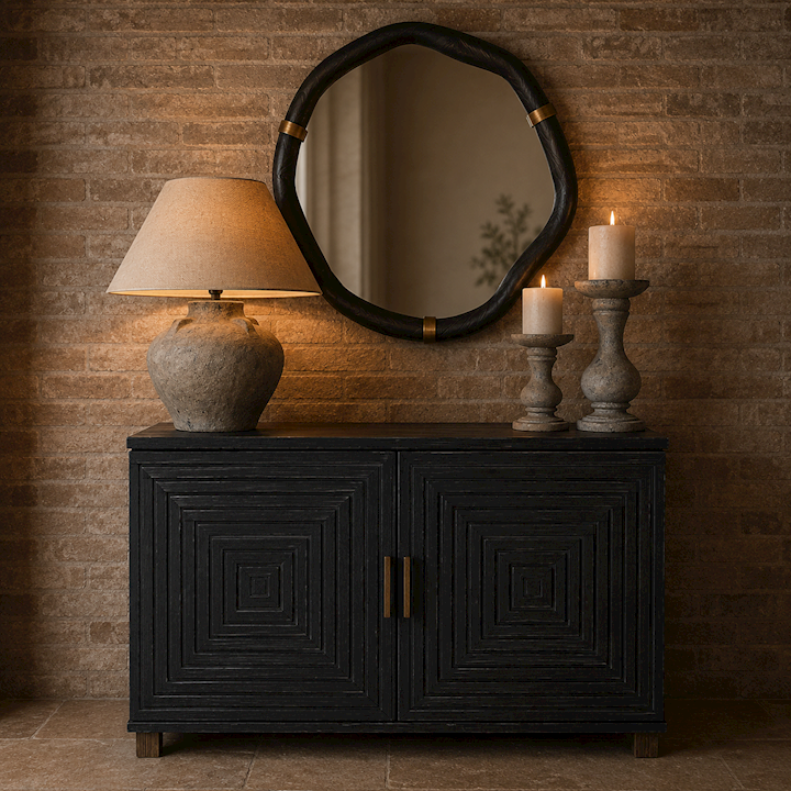 BLACK TWO DOOR CUPBOARD 78x43x81cm